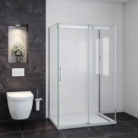 90x110x90cm (Seitenwand 90cm)Schiebetür Gleittür 8mm ESG Glas Dusche Echtglas NANO Duschabtrennung Duschwand (1/5)