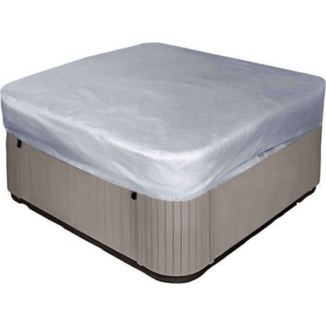 Quadratische Whirlpoolabdeckung 231x231x30cm, 190T Polyester, UV- und staubdicht, mit Tasche (grau) (1/5)