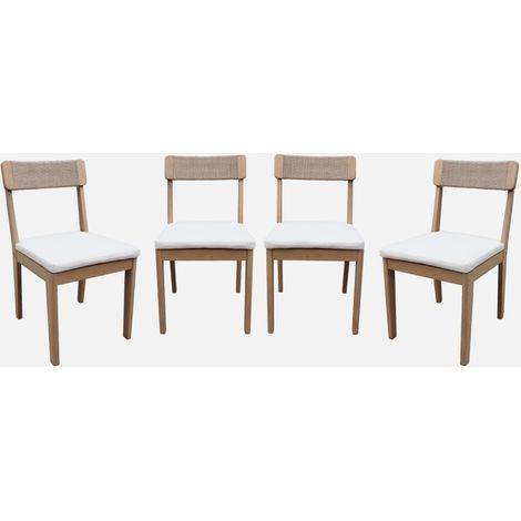 Set 4 sedie da giardino in acacia e corda