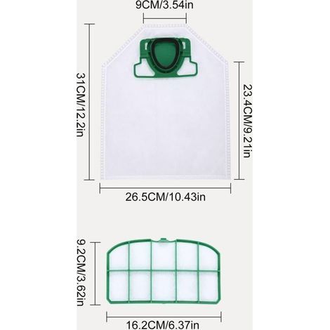 10 sacs d'aspirateur avec 2 filtres HEPA pour Vorwerk Kobold VK200 FP200, micro polaire 5 couches de qualité supérieure pour les personnes allergiques (1/3)