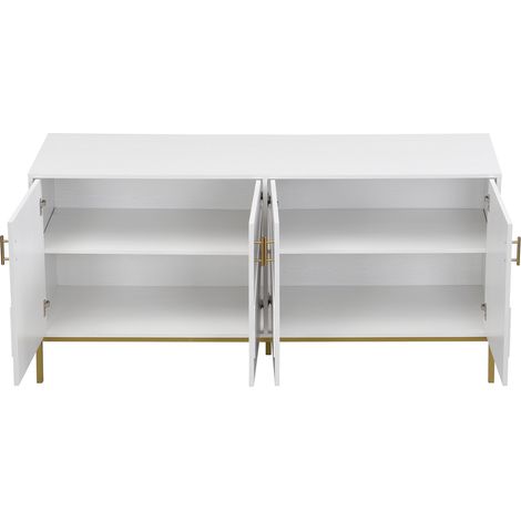 Modernes Sideboard mit 4 Türen in Weiß und Gold, MDF mit Metallbeinen, 160 x 40 x 80,5 cm (1/5)