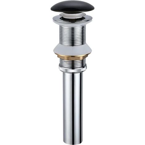 Bathroom drain, bathroom drain, sink drain plug, ceramic cover, solid copper, spring drain, black ceramic drain B (color: black ceramic MUMU (1/4)