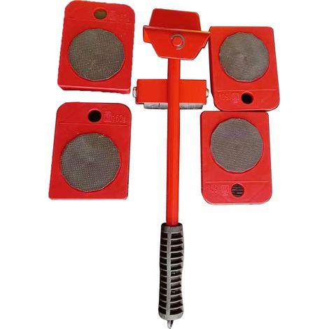 Déménageur de Meubles Lourd ABS Roulette Acier Inoxydable Rouge Capacité de Charge Élevée (1/5)