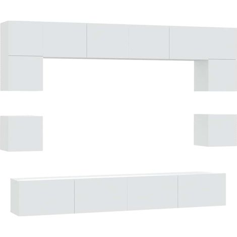 Maison Exclusive - Set Mobili Porta TV 8pz Bianco in Legno Multistrato (1/5)