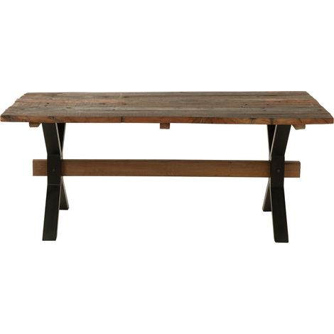 Table 180x89x76 cm en bois marron vieilli et métal noir - TRUVIZ (1/5)