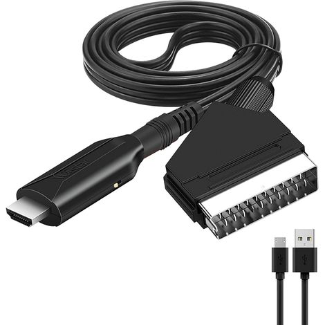 Convertitore Scart a HDMI Adattatore audio video per HDTV/DVD/Set-top Box/PS3/PAL/NTSC Adattatore di alimentazione
