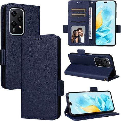 Pour Honor 200 Lite 5G (6.7\") Housse Téléphone Flip en PU Cuir Housse de protection en cuir Business antichoc - navy blue (1/4)
