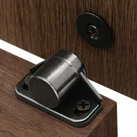 Magneti per ante di armadi, set da 4 magneti neri per ante di armadi, con viti, chiusura magnetica in lega di zinco. (1/5)