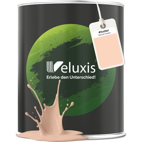 Wandfarbe Beige Creme Orange Matt Innenfarbe – Deckkraft Klasse 1, VOC-frei, Ohne Grundierung, Tropfarm – Wohnzimmer & Schlafzimmer – 1L – Veluxis (Apricot Cream)
