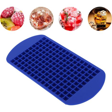 Quadratische Silikon-Eiswürfelform mit 160 Fächern, Mini-Eiswürfelform, quadratisch mit 160 Fächern, blau (1/5)