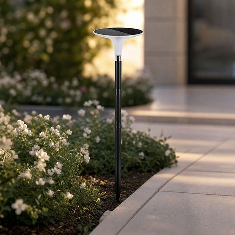 Lampe solaire de jardin 3 températures, panneau mono-silicium, LED haute luminosité, étanche IPX5, sans fil, hauteur 65cm (1/5)