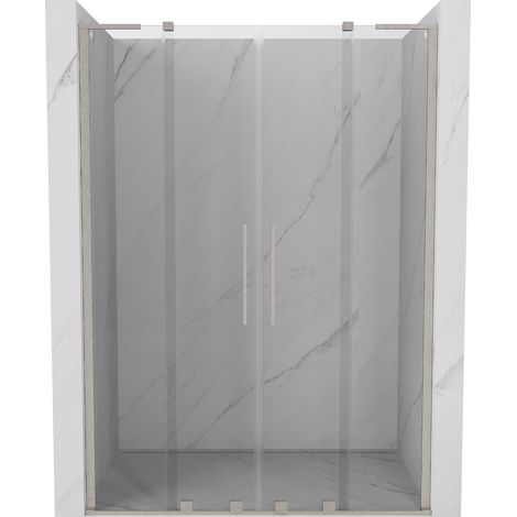 Mexen Velar L Duo Schiebetüren Dusche 140 cm, transparent, gebürsteter Nickel - 871-140-003-02-97 (1/5)