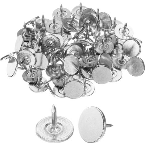 60Pcs Clous de Tapissier, Clou de Pouce à Tête Plate de 11mmx10mm, Clous Décoratifs pour Meubles, Punaises pour Meubles de Canapé, Têtes de Lit, Argent (1/5)