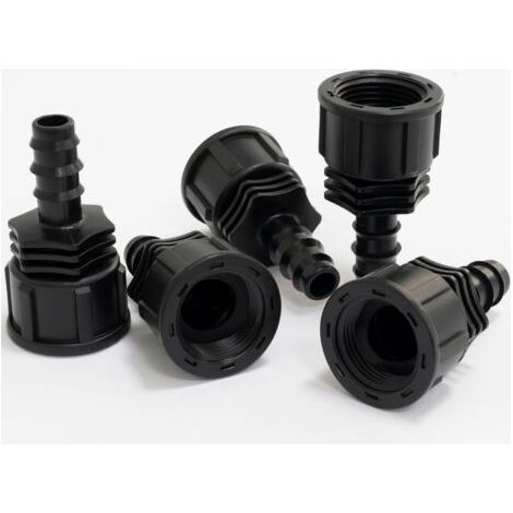 Lot de 5 Raccords femelles cannelés Ø16 mm x 3/4'' à écrou pour tuyau goutte à goutte de Ø16 mm - connecteur pour système d'irrigation arrosage (1/5)