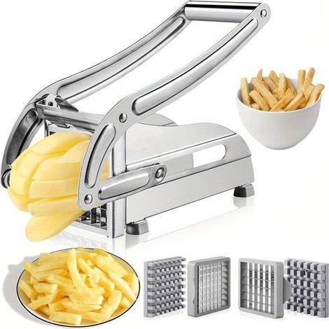 Tagliapatate professionale e robusto in acciaio inox, con comoda impugnatura e lama dritta, ideale per preparare patatine fritte e chips fatte in casa. (1/5)