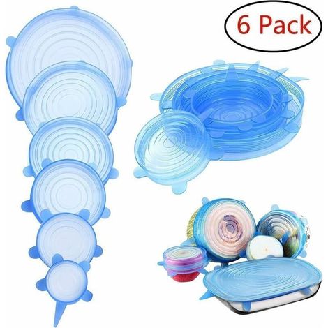 Couvercles en silicone extensibles, 6 couvercles en silicone extensibles de différentes tailles, produits zéro déchet, housses (1/5)