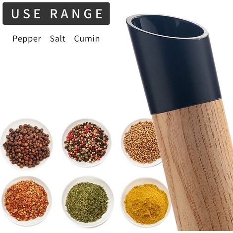 Pfeffermühlen-Set aus hochwertigem Akazienholz gefertigt  Modernes Design  Geschenkidee  Keramikmahlwerk für Salz, Pfeffer, Chili und alle Arten von Kräutern (1/5)
