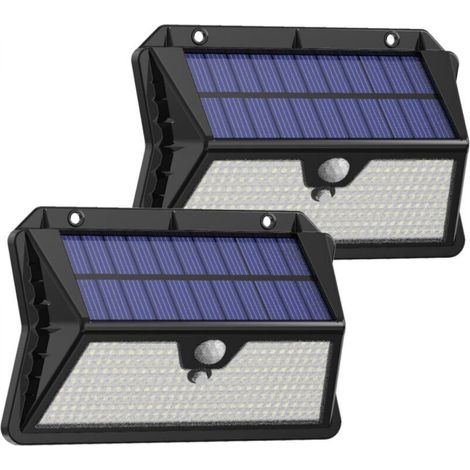 Outdoor LED solar light, black, 139.55.3 cm, set of 2, rechargeable, waterproof, wall light with infrared human presence sensor. (1/5)