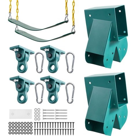 Schaukelsitz-Set mit verstärkten A-Rahmen-Halterungen, 2 Sitzen und 4 Haken für Spielplatz, Garten und Außenbereich (1/5)