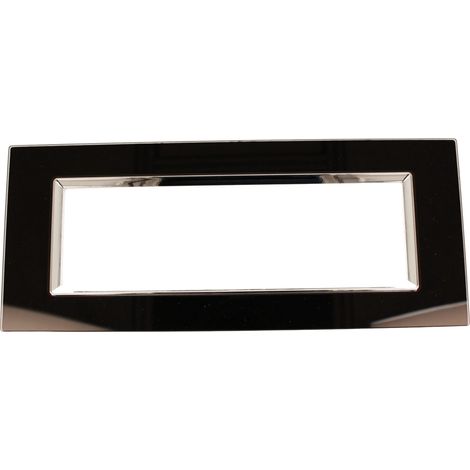 Placca Quadrata In Vetro Temperato MBL 7 Moduli/Posti Compatibile Bticino Living 3 Colori Disponibili (Nero)