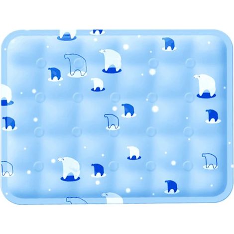 Tapis rafraîchissant pour animaux de compagnie, imperméable, doux, résistant aux griffures, sûr, épais, lit glacé pour chats et chiens pour l'été, bleu ciel Ice Bear S 0.8 (1/4)