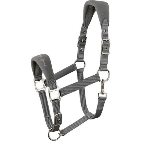 Gepolstertes Nylon-Pferdehalfter mit verstellbaren Riemen, Nasenriemen und Fleece-Kopfstück für den täglichen Gebrauch (1/4)