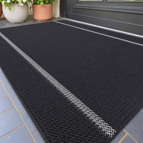 Color G Paillasson Extérieur, Tapis Exterieur Entree Robuste Antidérapant, Lavable, Essuyer Chaussure, Anti-Poussière, Tapis de Porte Extérieur Imperméable pour Entrée, Balcon, Jardin, 60x120 cm, Noir (1/5)