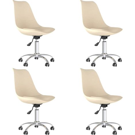 Maison Exclusive - Esszimmerstühle 4 Stk. Drehbar Creme Stoff (1/5)