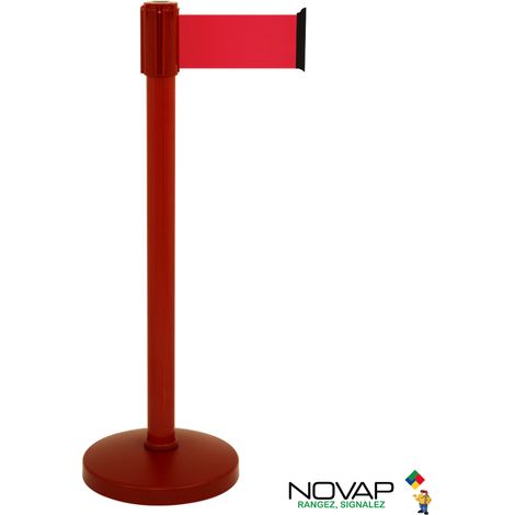 Poteau COLOR alu Rouge à sangle Rouge 3m x 100mm sur socle portable - 2053396
