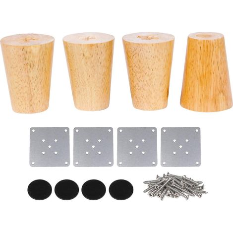 4 pieds de meuble de rechange en bois (80 x 58 x 38 mm) avec vis (1/5)