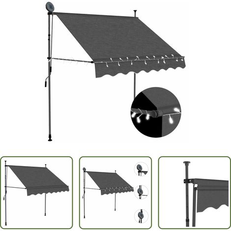 Handbetriebene Markise - Einziehbare Markise Handbetrieben mit LED 100 cm Anthrazit (1/5)