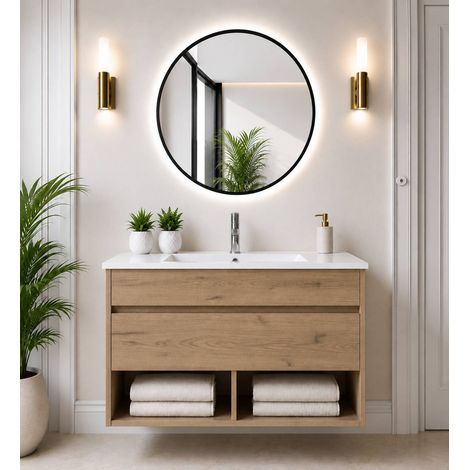 Wall-hung bathroom cabinet with ultra-slim basin ORIGENBATH NEBARI with drawer without mirror 80x45 cm steppe