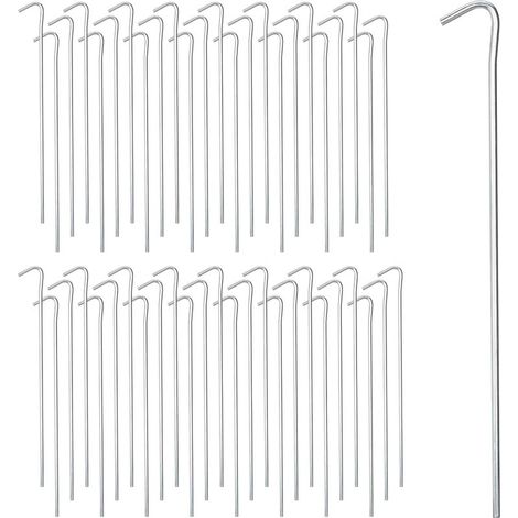 Heringe, 100er-Packung, für Zelte, Camping, weichen und mittelfesten Boden, Stahl, 22 cm, Silber (1/5)