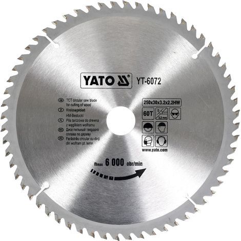 YATO, Modell YT-6072, Kreissägeblatt de 25 cm, 1 Stück, ideal für präzise Schnitte in Holz, Metall und Kunststoff, hohe Haltbarkeit, professionelles tool. (1/5)