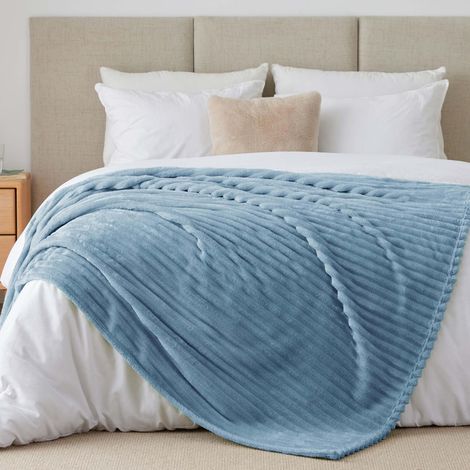 Plaid polaire lapin bleu vif en polyester, doux et chaud, lavable en machine – 70 x 100 cm (1/5)