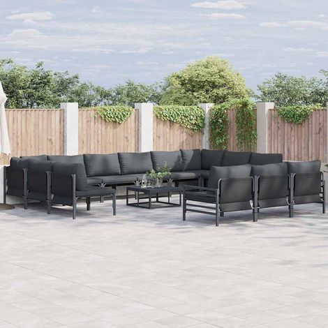 Conjunto de sofá de jardín 13 pcs Antracita Acero vidaXL (1/5)