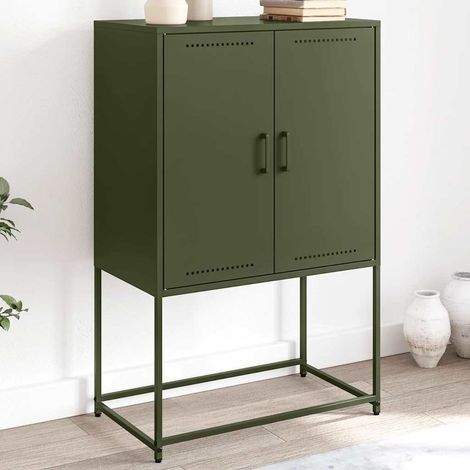 vidaXL Buffet haut vert olive 68,5x38,5x107 cm acier (1/5)
