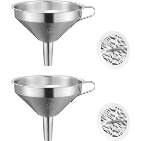 2er Set Edelstahl Trichter mit Sieb, 11cm Marmeladentrichter, spülmaschinenfest (1/5)