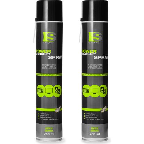 Spraytive 2x 750ml Power Druckluftspray - Air Duster, Druckluftreiniger, Luftdruckspray, Reinigungsspray (1/5)