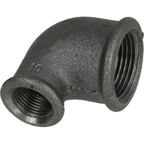 Raccord en fonte malléable noir coude 90° réduit 3/4'' x 3/8'' FF/FF