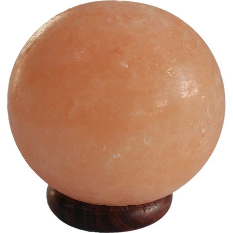 Lampe Boule à Sel - Grand Socle en Bois- Vendu par 1 (1/4)