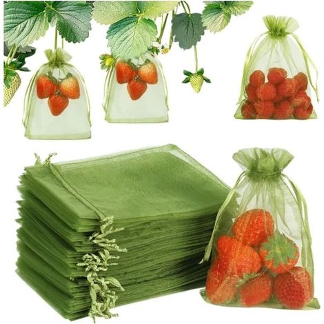 100er-Packung Schutzbeutel für Obst (9 x 12 cm), Vogel- und Insektenschutznetz, feinmaschig für Luftzirkulation, robust und langlebig, Organzabeutel mit Kordelzug, Schutz (1/5)