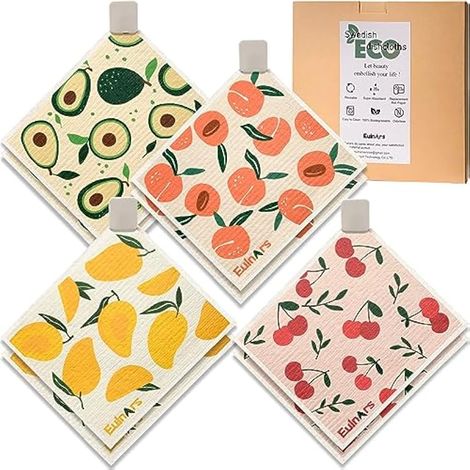 Lot de 8 torchons suédois en Papier réutilisables avec Clips, Anti-Rayures, Super absorbants, passent au Lave-Vaisselle, sans Odeur (1/5)