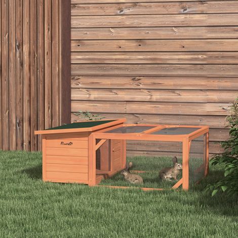 Claque pour petits animaux avec enclos extérieur,plateau de sol amovible,résistant aux intempéries,125,5 cm x 100 c x 49 cm Vert + Naturel