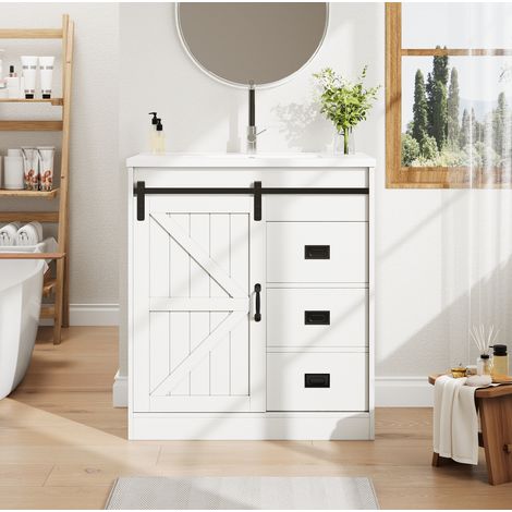 Mobile bagno con lavabo e cassetti MDF 76 cm OKMYHOME (1/5)