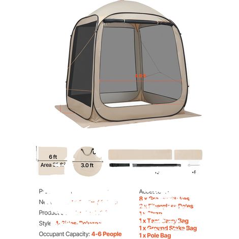 Tienda de campaña con mosquitera, diseño desplegable, protección contra insectos, 1,8 x 1,8 m, tipo B (1/2)