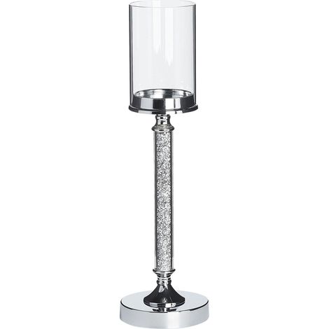 Candle Holder ABBEVILLE Glass 48 cm Silver