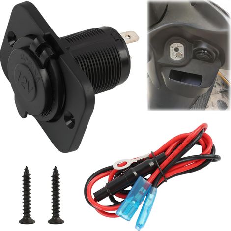 12V/24V Waterproof Cigarette Lighter Socket with 1m Cable and Mounting Panel for Cars, Boats, Motorcycles, ATVs and Campers, Protection System (1/5)