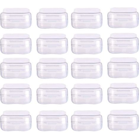 20 pcs de boîtes de rangement carrées en plastique transparent avec couvercles, pour les perles, les bouchons d'oreille et d'autres petits objets (3,5 x 3,5 cm) (1/5)