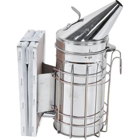 Lot de 8 outils apicoles : enfumoir, brosse à abeilles en soie de porc, lève-cadre, pince à cadres, enfumoir inox, cage à reine, marqueur, couteau à pointe rouge (1/5)